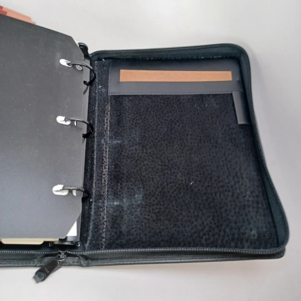 Day Runner Genuine Black‎ Leather Zip Around Organizer Binder Planner Business